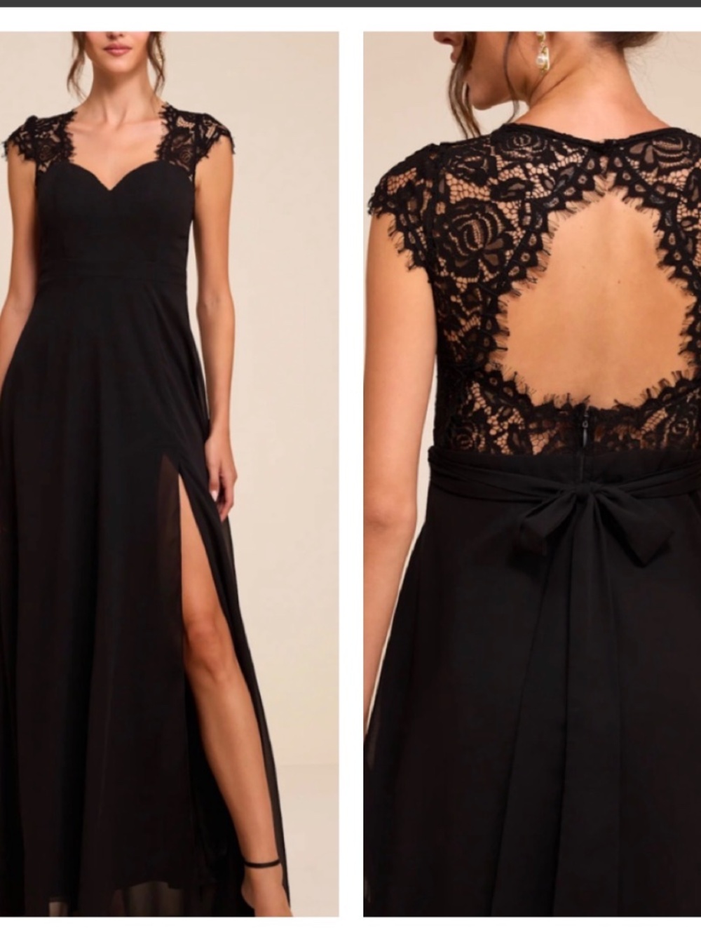 Lulus Momentous Moments Blackless gown Lg